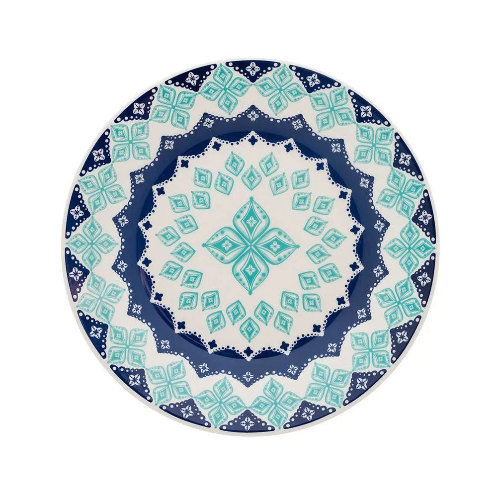 Prato Raso Cerâmica Donna Lola Biona Oxford 24 cm - Azul que Encanta