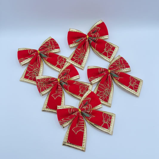 Kit 4 Laços Natalinos de Veludo Art Christmas – 10 × 7,5 cm | Decorativo para Árvore, Guirlanda e Presentes