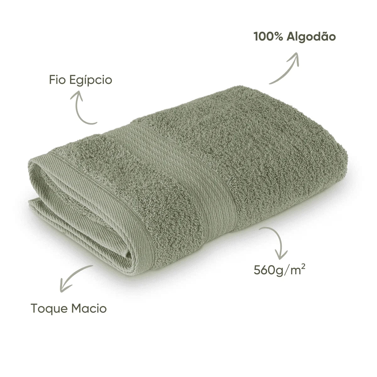 Toalha de Banho Magnus Appel 68x140cm | 100% Algodão Egípcio | 560g/m² | Verde Matte / Cinza Onix / Rosa Místico