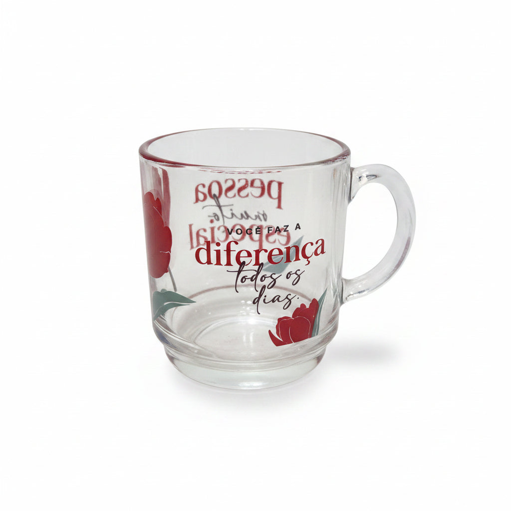 Caneca de Vidro Elegance 300ml Brasfoot - Um Presente Para Uma Pessoa Muito Especial