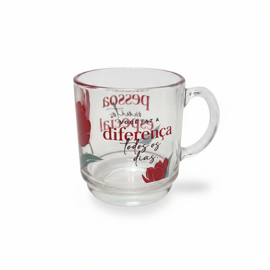 Caneca de Vidro Elegance 300ml Brasfoot - Um Presente Para Uma Pessoa Muito Especial