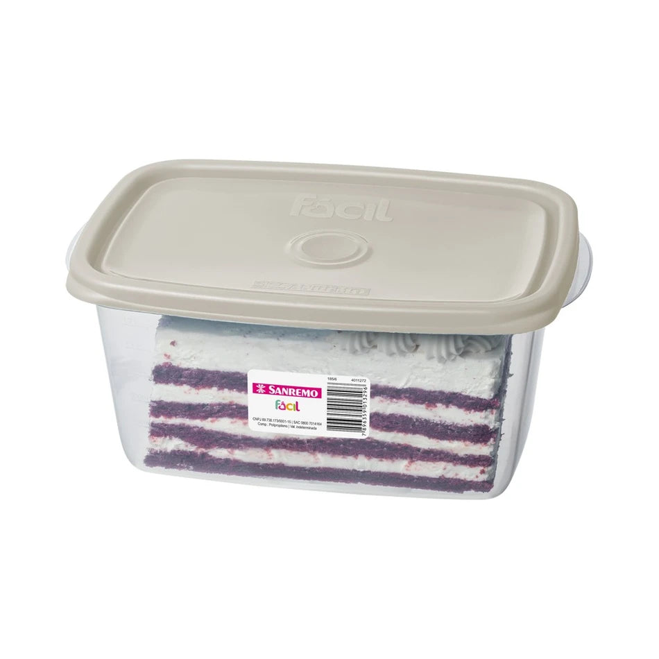 Pote Hermético Retangular Sanremo Linha Fácil 1,4L — Freezer, Micro-ondas e Lava-louças