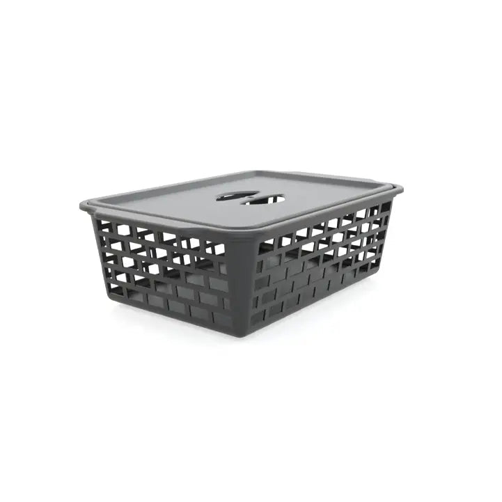 Mini Cesta com Tampa Utility New – Organizador Multiuso em Plástico (19,6×13×6 cm) 1124.1