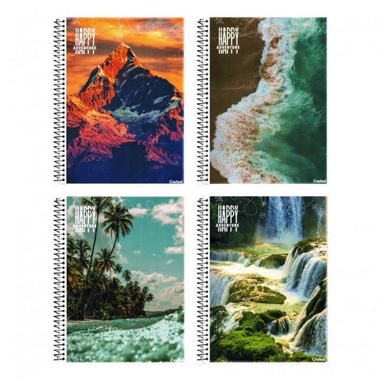 Caderno Happy Adventure 10 Matérias 200 Folhas – Capa Dura Universitário | Credeal