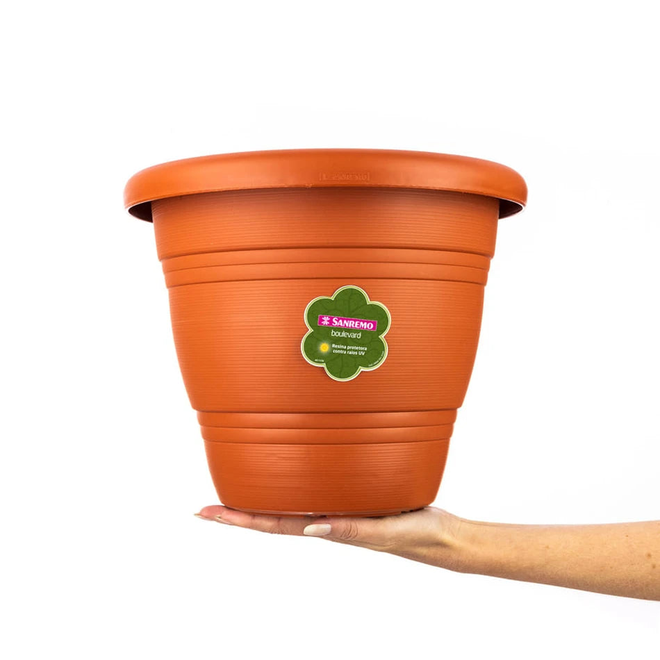 Vaso para Plantas Redondo Plástico 28cm Sanremo – Proteção UV