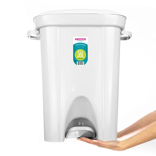 Lixeira Plástica c/ Pedal Sanremo 36L — Tampa Vedante, Alças Largas, Durável