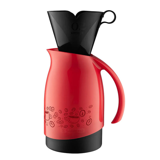 Conjunto Garrafa Térmica 700 ml + Suporte Filtro 102 | Vermelho | Bule Térmico BPA-Free