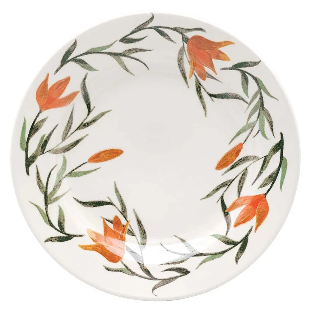 Prato Raso Cerâmica Lírios Oxford - Elegância Floral em 24 cm