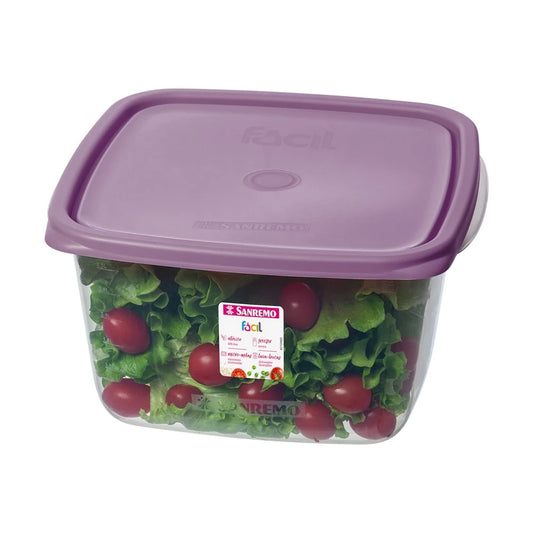 Pote Quadrado Hermético Sanremo Fácil 3,7 L | Livre de BPA • Micro-ondas • Freezer • Lava-louças