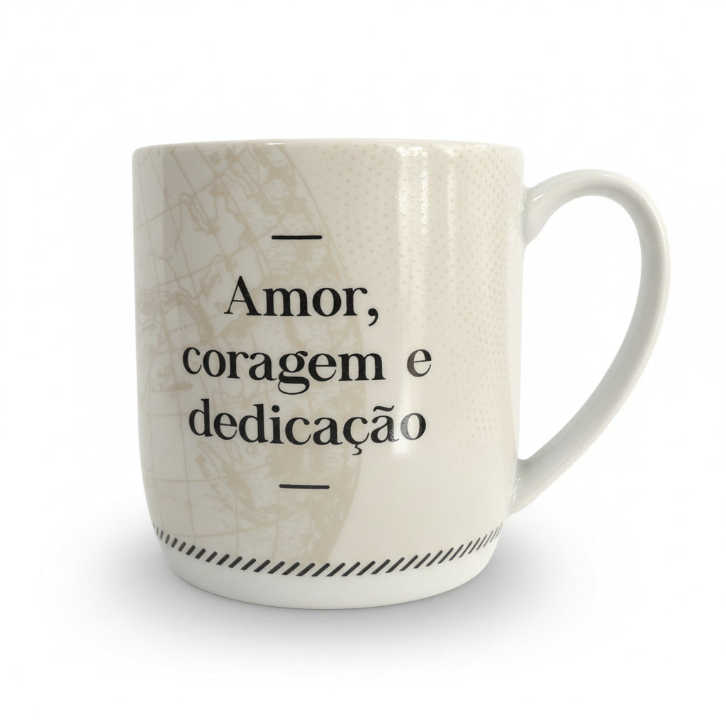 Caneca de Porcelana 300ml – Pai, Amor, Coragem e Dedicação | Brasfoot Urban