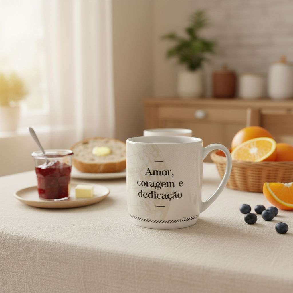 Caneca de Porcelana 300ml – Pai, Amor, Coragem e Dedicação | Brasfoot Urban