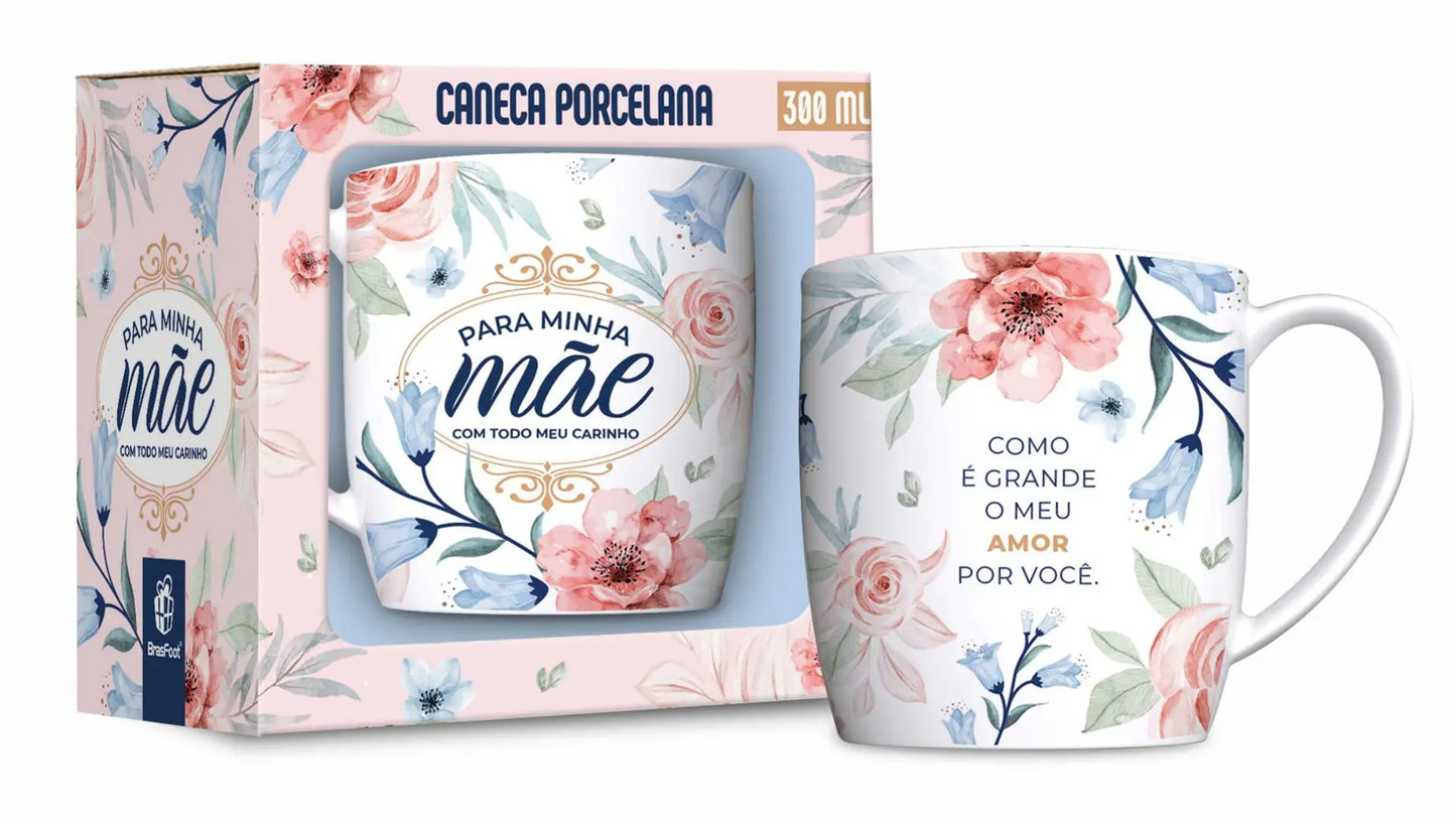 Caneca de Porcelana Urban 300ml Para Minha Mãe com Todo meu Carinho | Brasfoot