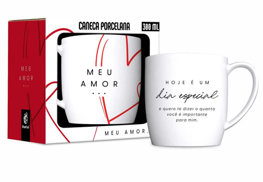 Caneca Porcelana Urban 300ml “Meu Amor, Hoje é um Dia Especial” – Brasfoot Presentes