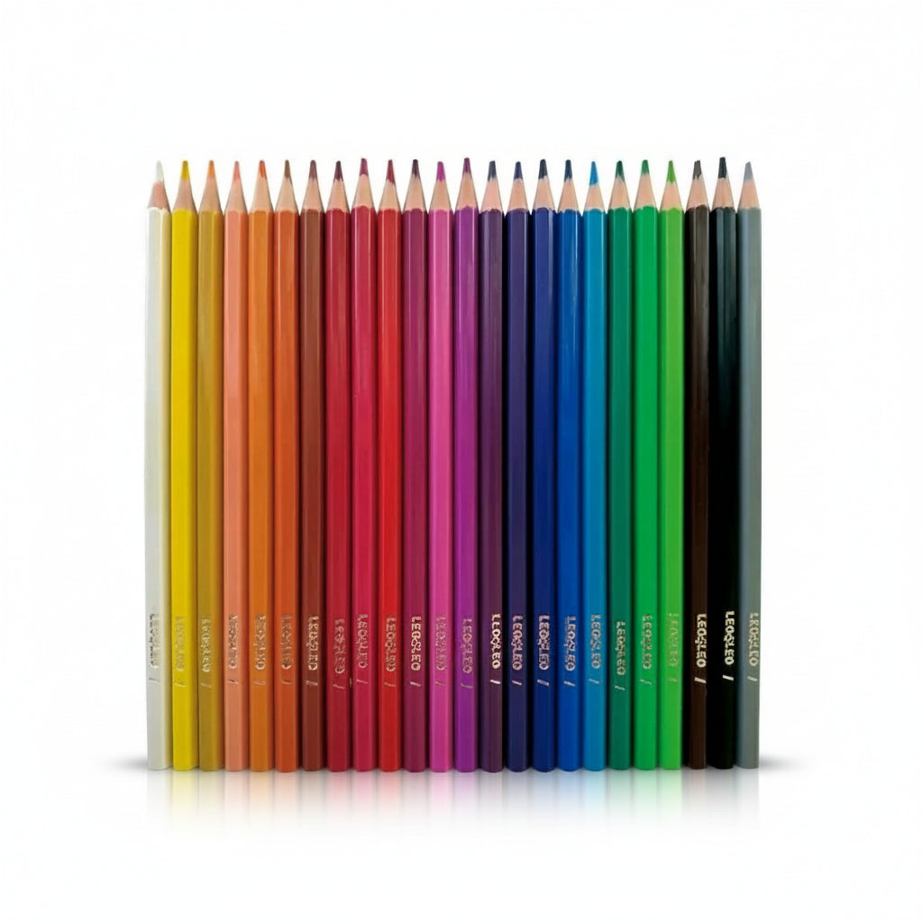 Lápis de Cor Leo&Leo 24 Cores Sextavado – Ref. 4449 | Mina 2,6 mm, Material atóxico, Estojo escolar