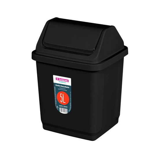 Lixeira Basculante Sanremo 5L Preta SR2205/20 Plástica Resistente