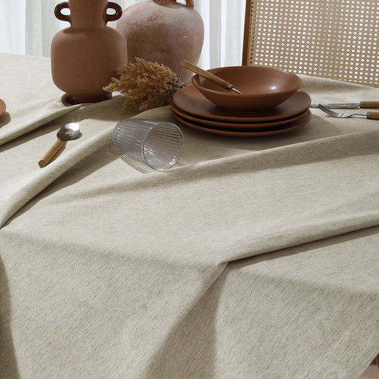Toalha de Mesa Quadrada Döhler Clean Linhares Natural 2,00m x 2,00m | 8 Lugares
