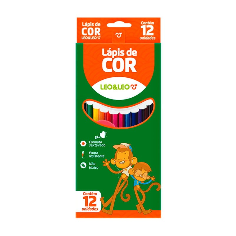 Lápis de Cor 12 Cores Sextavado Flex | Leo&Leo 4527
