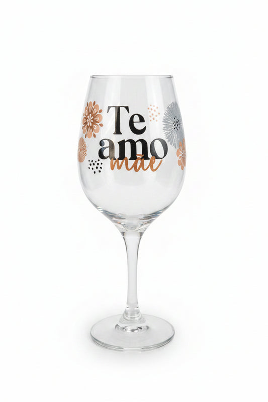 Taça de Vinho 385ml “Amor de Mãe é o Melhor do Mundo” Brasfoot – Presente Especial para Mães