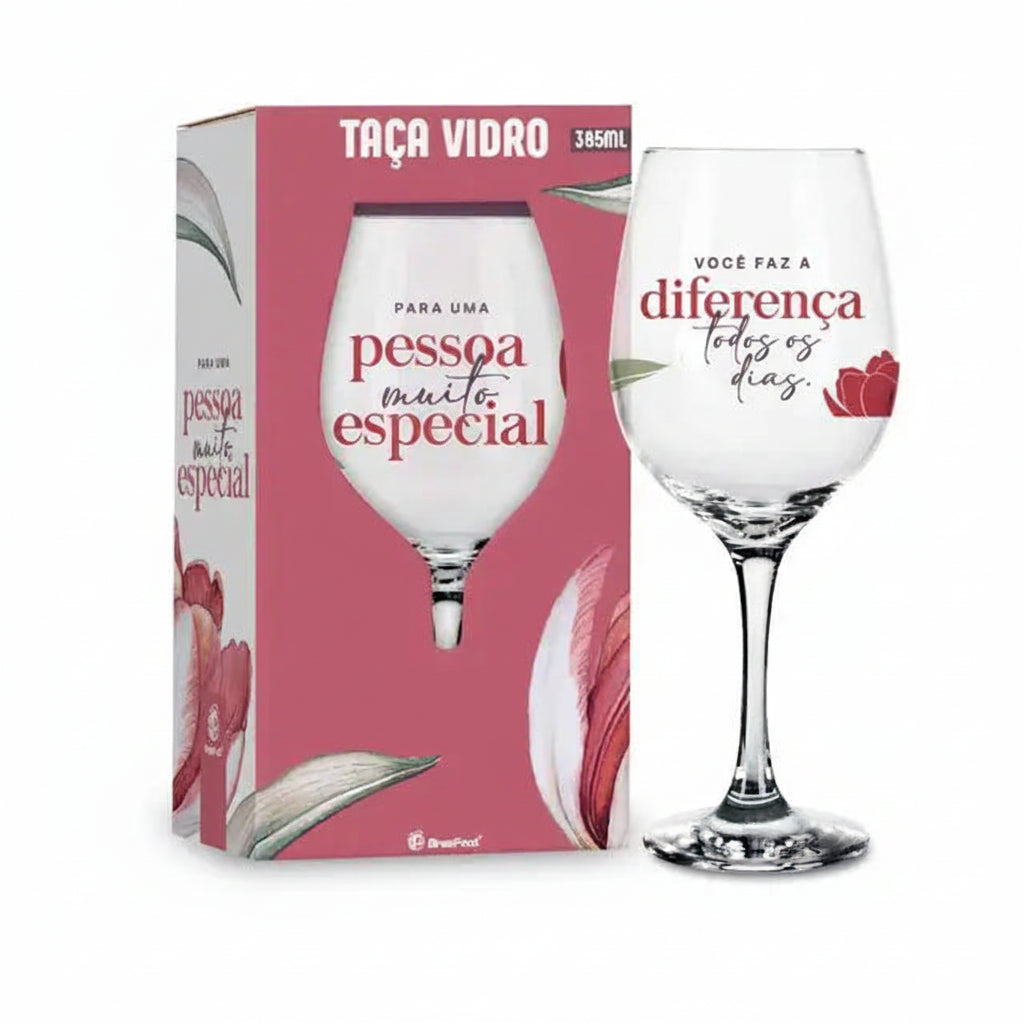 Taça de Vinho 385ml Vidro Brasfoot | Presente para uma Pessoa Muito Especial