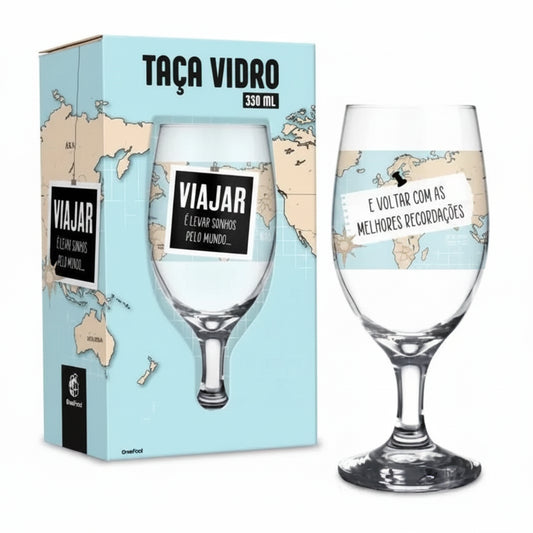 Taça de Vidro 330 ml Windsor Viajar Pelo Mundo | Brasfoot Presentes