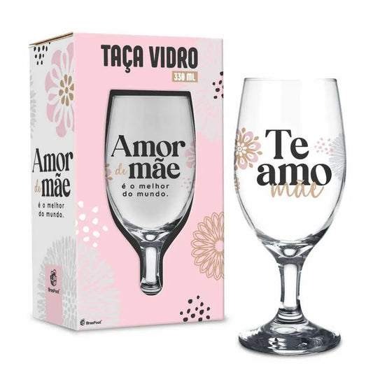 Taça Windsor Vidro 330ml Brasfoot – Amor de Mãe é o Melhor do Mundo