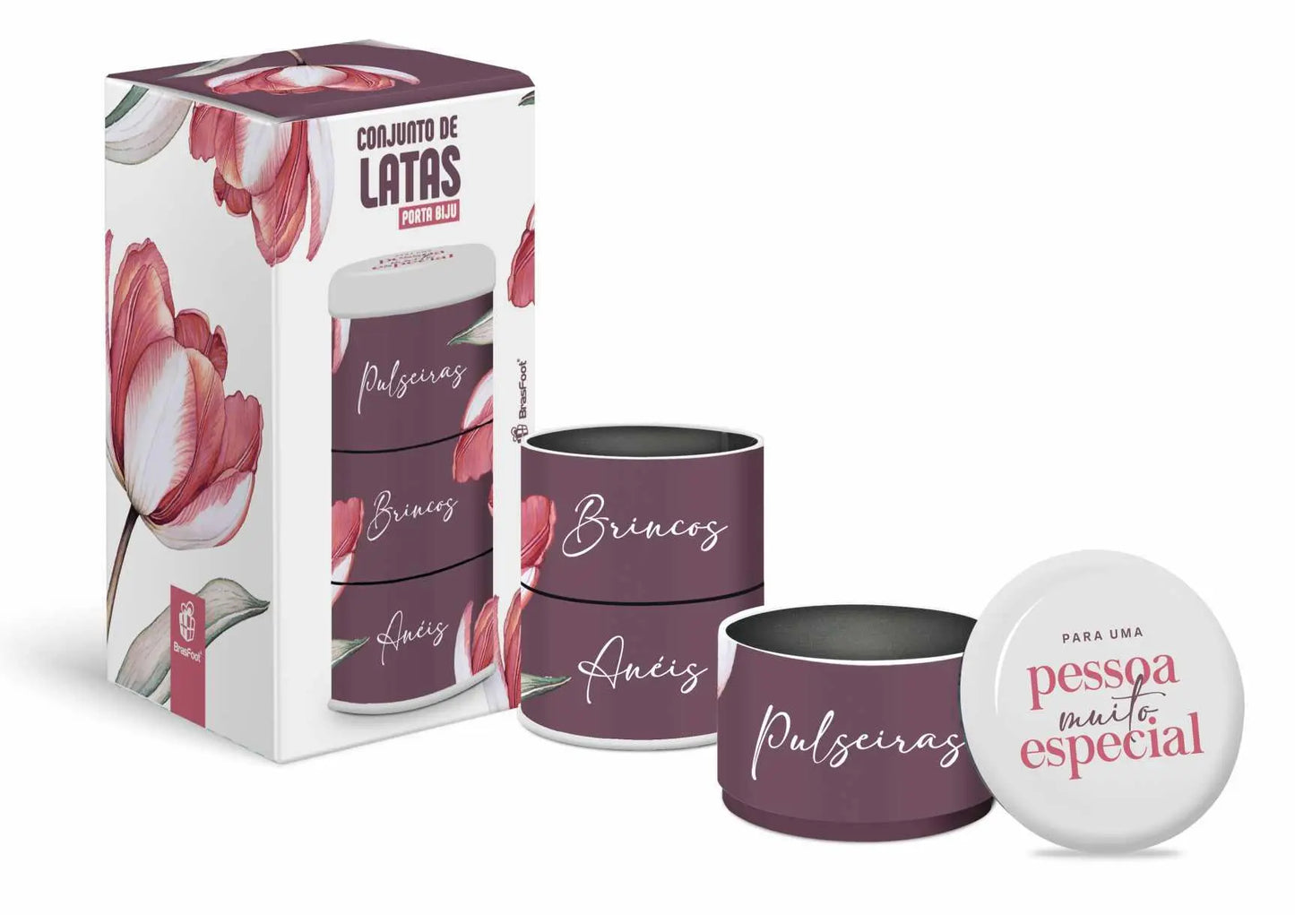 Lata Porta Joias “Para Uma Pessoa Muito Especial” – 3 Compartimentos | Presente Criativo Brasfoot
