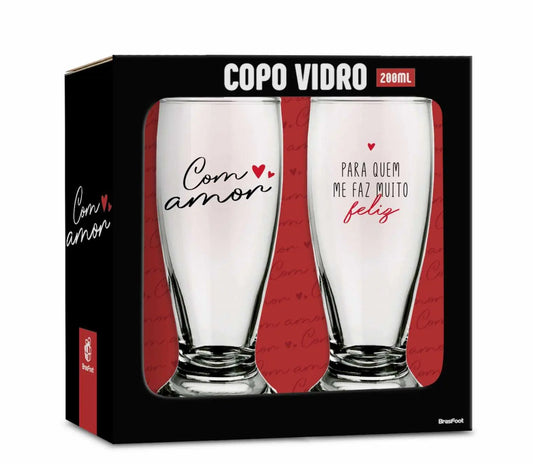 Kit 2 Copos Munich 200ml Brasfoot – Para Quem Me Faz Muito Feliz