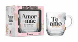 Caneca de Vidro Elegance 300ml Amor de mãe é o melhor amor do mundo | Brasfoot