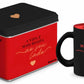 Caneca de Vidro Diamond Metalizada 300ml + Lata Decorada “A Vida é Mais Bonita ao Seu Lado” – Brasfoot