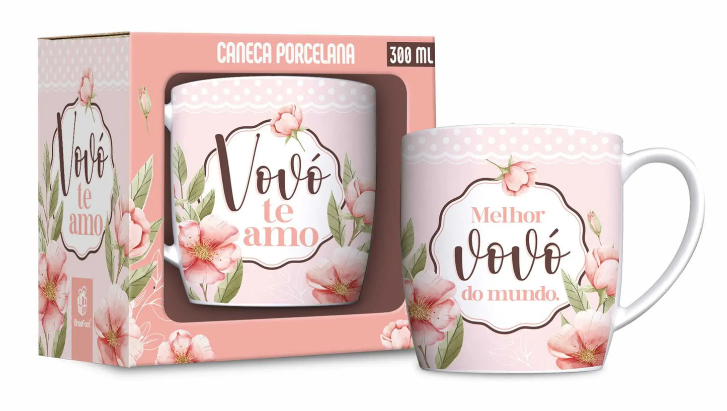 Caneca Porcelana Urban 300ml Vovó Te Amo | Brasfoot