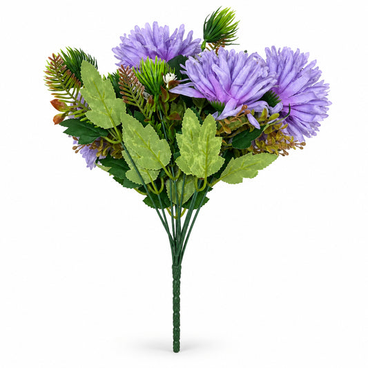 Buquê de Crisântemos Artificiais Lavanda 45 cm – 11 Hastes | FlorArte