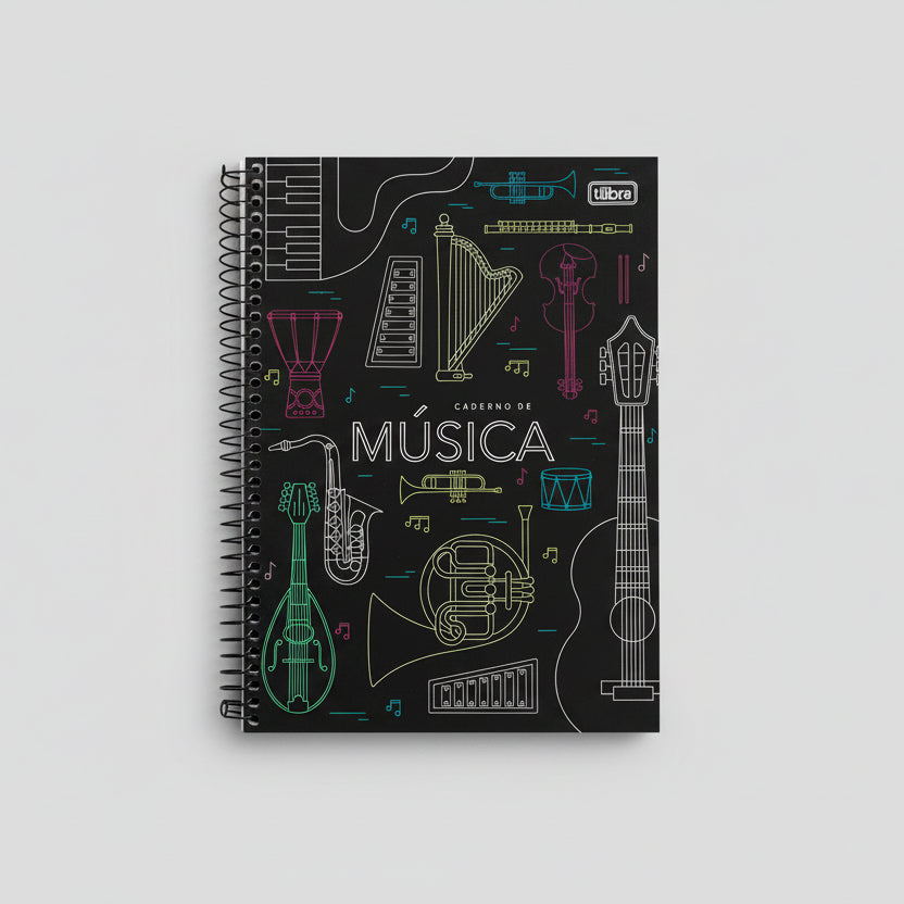 Caderno de Música Tilibra Espiral Capa Dura 80 Folhas – Papel Partitura 200x275 mm