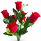 Buquê de Rosas Artificiais Vermelhas Botão Aveludado 38cm – 7 Botões | Florarte