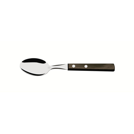 Tramontina Colher para Chá Inox – Cabo Madeira Polywood Castanho | Talher Elegante para Mesa Posta 15 cm