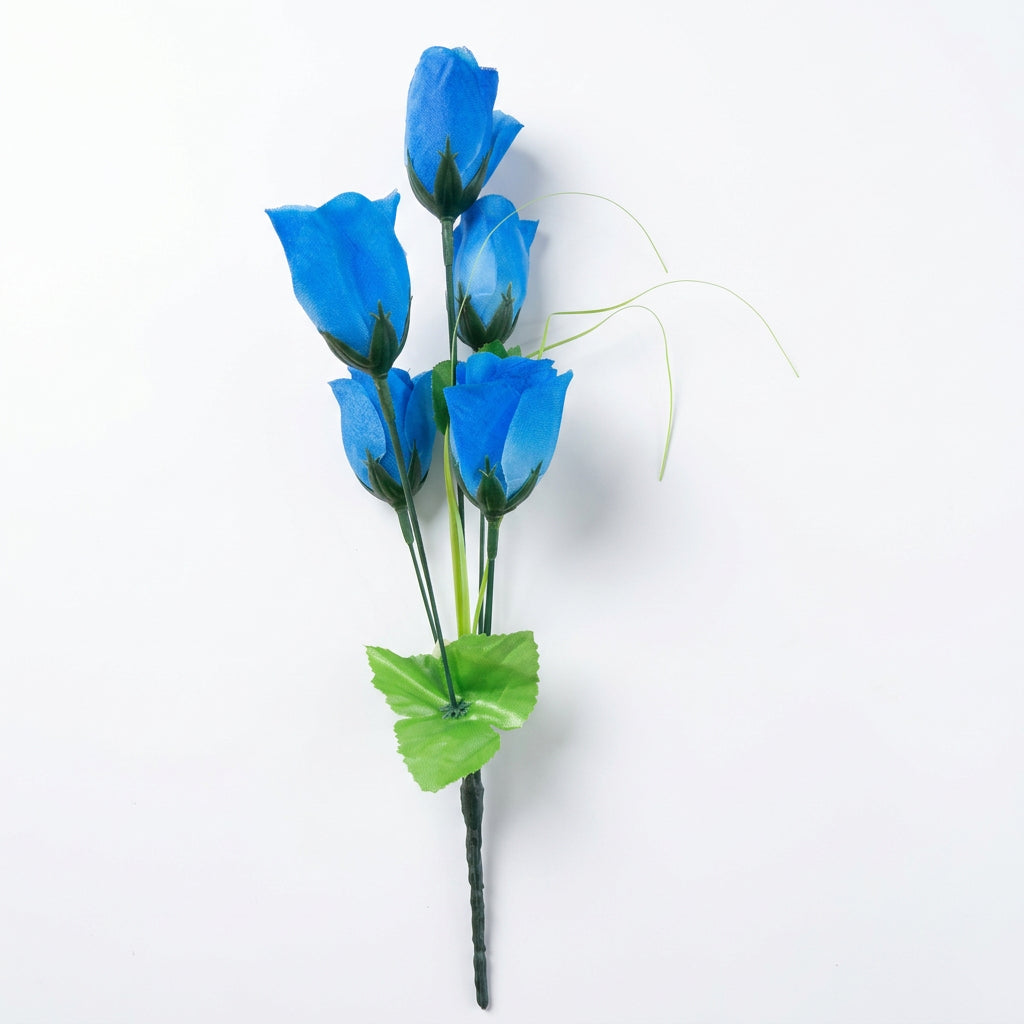 Buquê de Botões de Rosa Artificiais Azul 35 cm – 5 Hastes | FlorArte