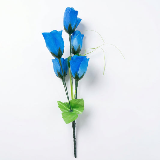 Buquê de Botões de Rosa Artificiais Azul 35 cm – 5 Hastes | FlorArte
