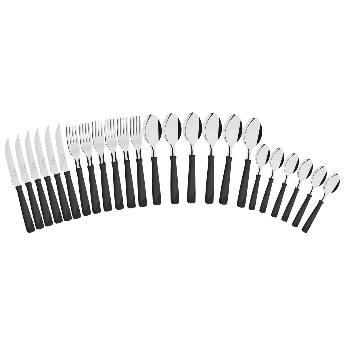 Faqueiro Tramontina New Kolor 24 Peças Preto – Talheres em Aço Inox com Cabo Resistente + Pote Organizador