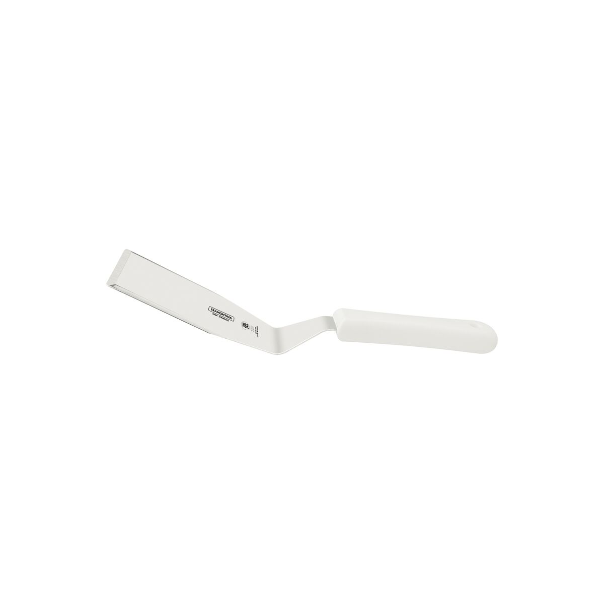 Espátula Profissional para Hambúrguer Tramontina 7×4¼″ | Aço Inox DIN 1.4110 • Cabo Polipropileno Branco Antimicrobiano • NSF