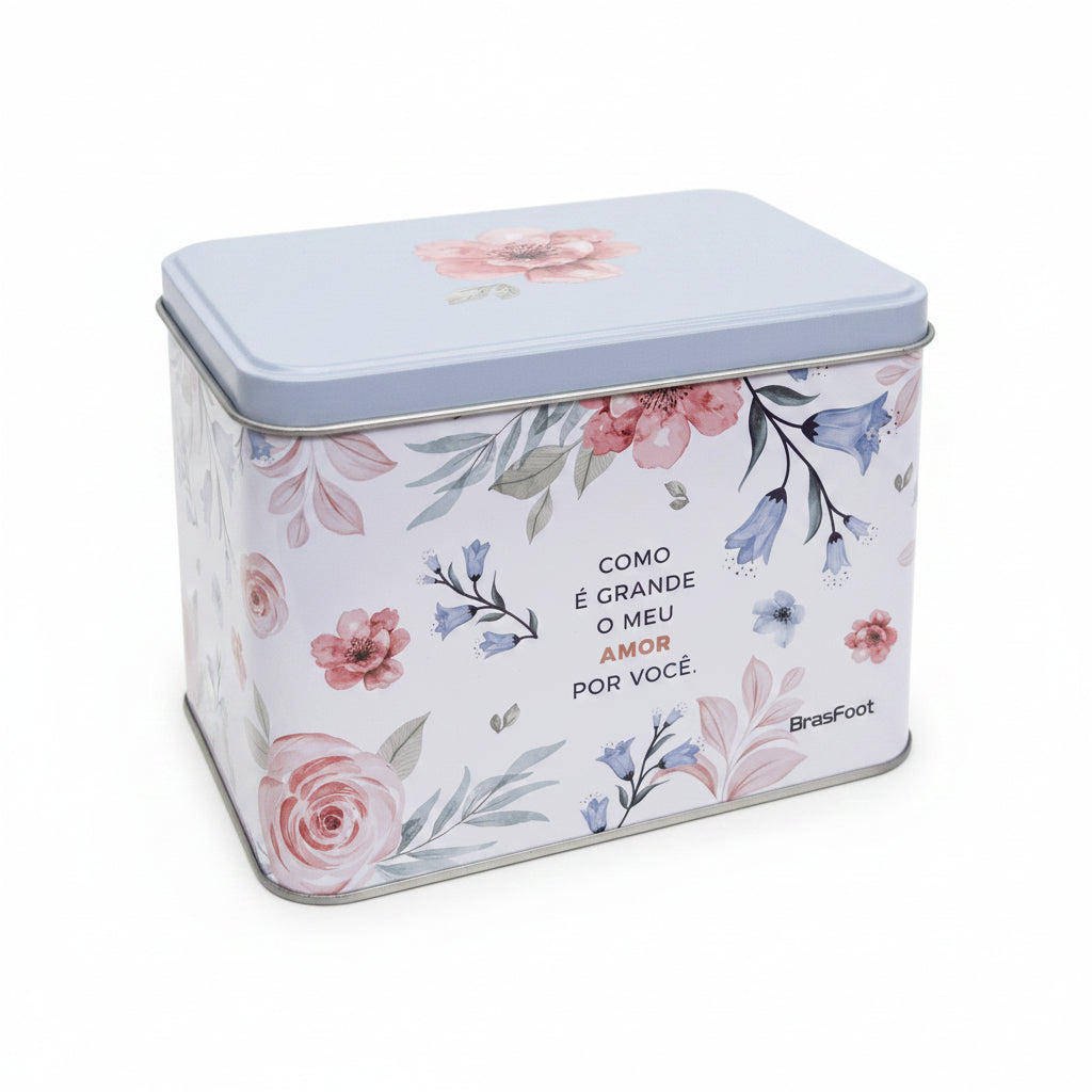 Caneca de Vidro 300ml Diamond Metalic com Lata – Presente para Mãe “Com Todo Meu Carinho” | Brasfoot