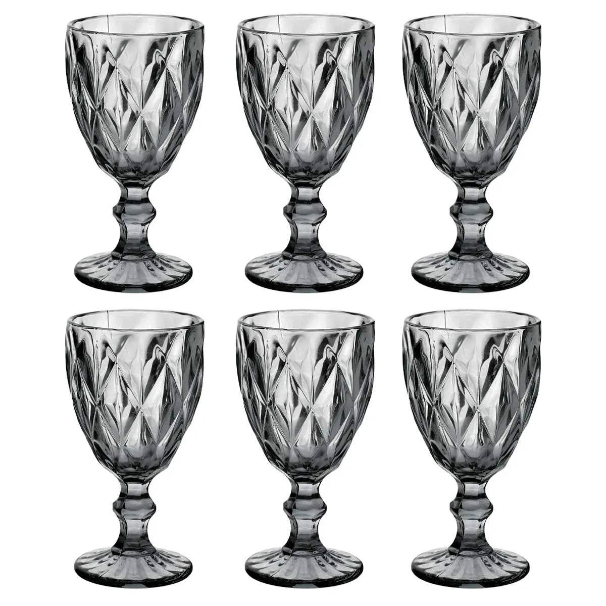 Conjunto 6 Taças de Vidro Diamond Preto 260 ml | Original Glass