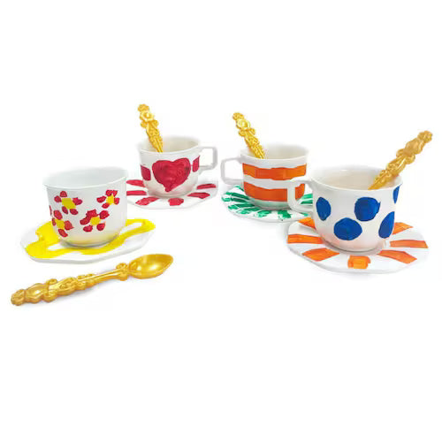 Brinquedo Cházinho para Pintar 14 Peças + Tintas & Pincel – Home Play | Atividade Criativa Infantil +3 anos