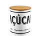 Pote de Mantimentos Açúcar Lata Branco 1,2 L (11×13 cm) – Tampa de Bambu Vedante