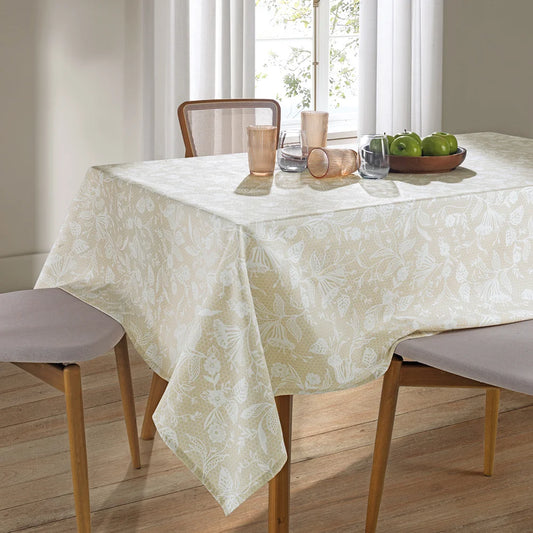 Toalha de Mesa Quadrada 4 Lugares Döhler Clean Athenas Estampa Graça 1,40 × 1,40 m – 50% Algodão / 50% Poliéster, Proteção Fácil Limpeza