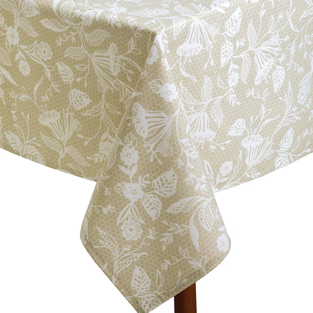 Toalha de Mesa Quadrada 4 Lugares Döhler Clean Athenas Estampa Graça 1,40 × 1,40 m – 50% Algodão / 50% Poliéster, Proteção Fácil Limpeza