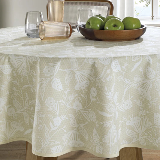 Toalha de Mesa Redonda Döhler Athenas 1,60 m | 4 Lugares | 50% Algodão 50% Poliéster | Estampa Exclusiva