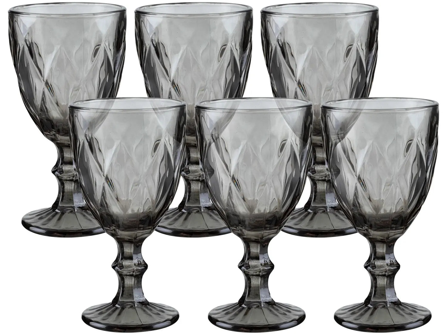 Jogo 6 Taças de Vidro Diamond Preto 340 ml | Original Glass