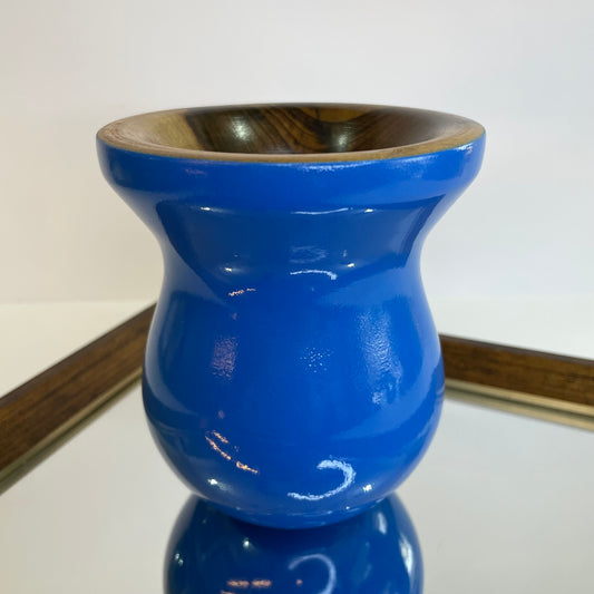 Cuia de Chimarrão Matetri Madeira Azul 12 cm – Artesanal, Design Colorido