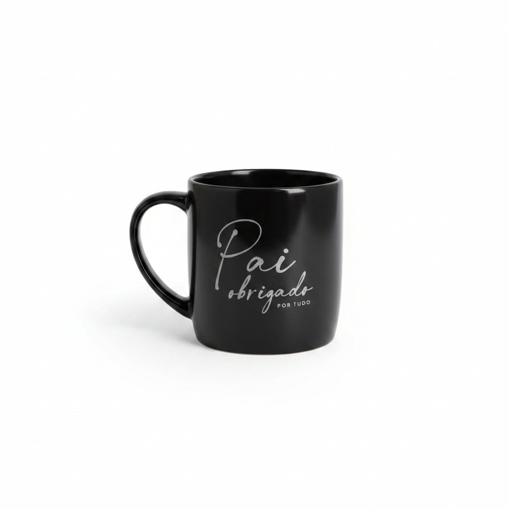 Caneca de Porcelana "Pai, Obrigado por Tudo" 300ml – Linha Urban Brasfoot | Presente Dia dos Pais