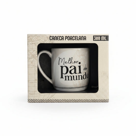 Caneca de Porcelana 300ml – Pai, Amor, Coragem e Dedicação | Brasfoot Urban