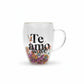 Caneca de Vidro Flower 320ml Brasfoot | Mãe, Melhor Amor do Mundo